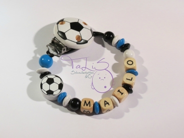 Schnullerkette mit Fussball und Fussball Clip